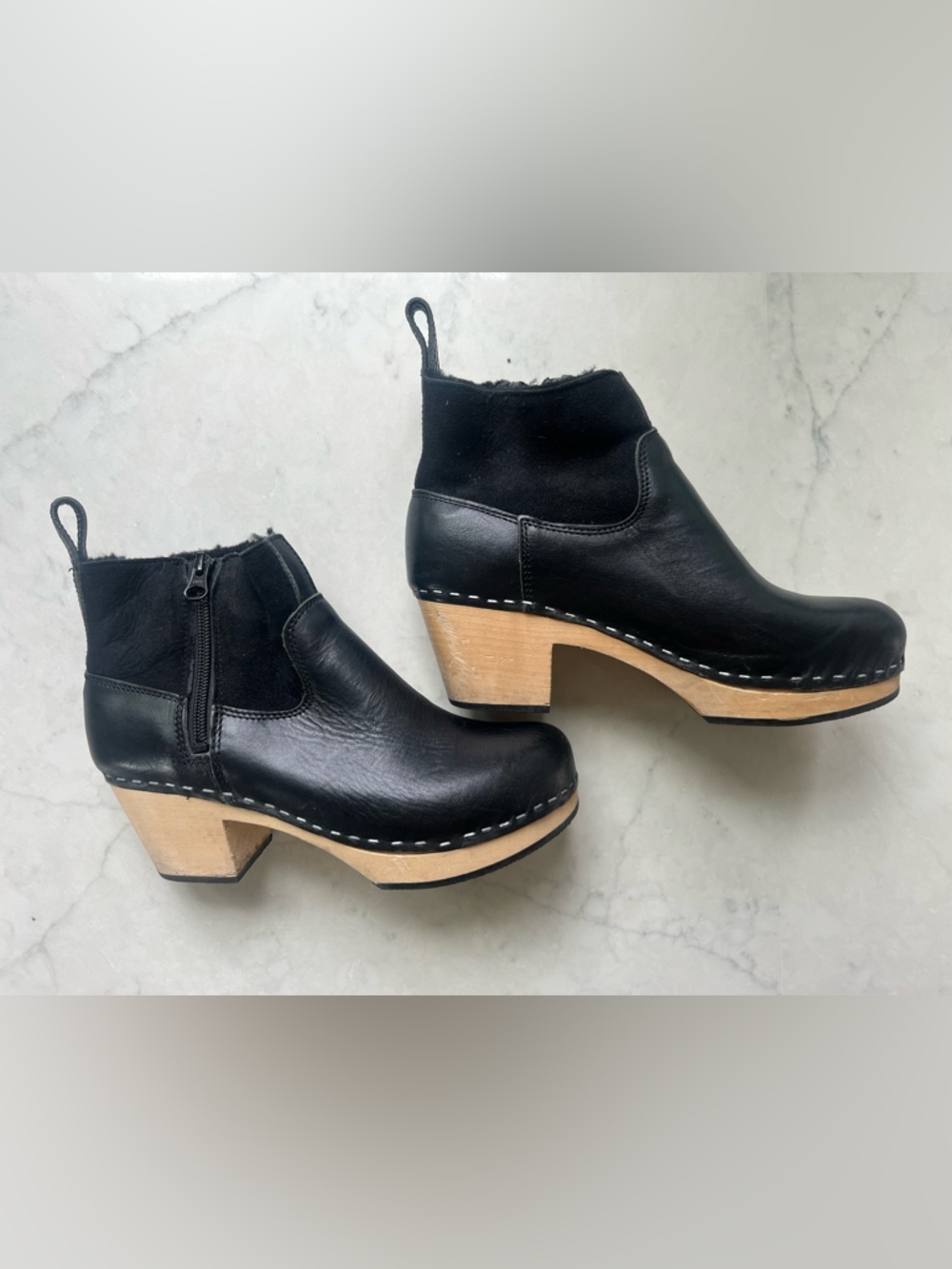 Swedish Hasbeens Zip It Emy Clog Booties sz 37 / 6.5 - Picture 2 of 7